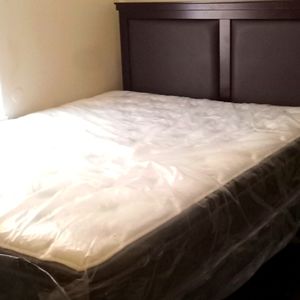 Mattress and box spring and head board